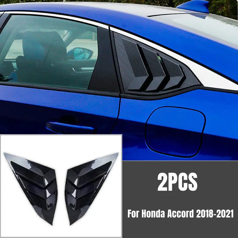 For Honda Accord 10th Gen 2018-2021 Car Rear Louver Window Side Shutter Cover Trim Sticker Vent Scoop ABS Carbon Fiber Black Quake Carbon