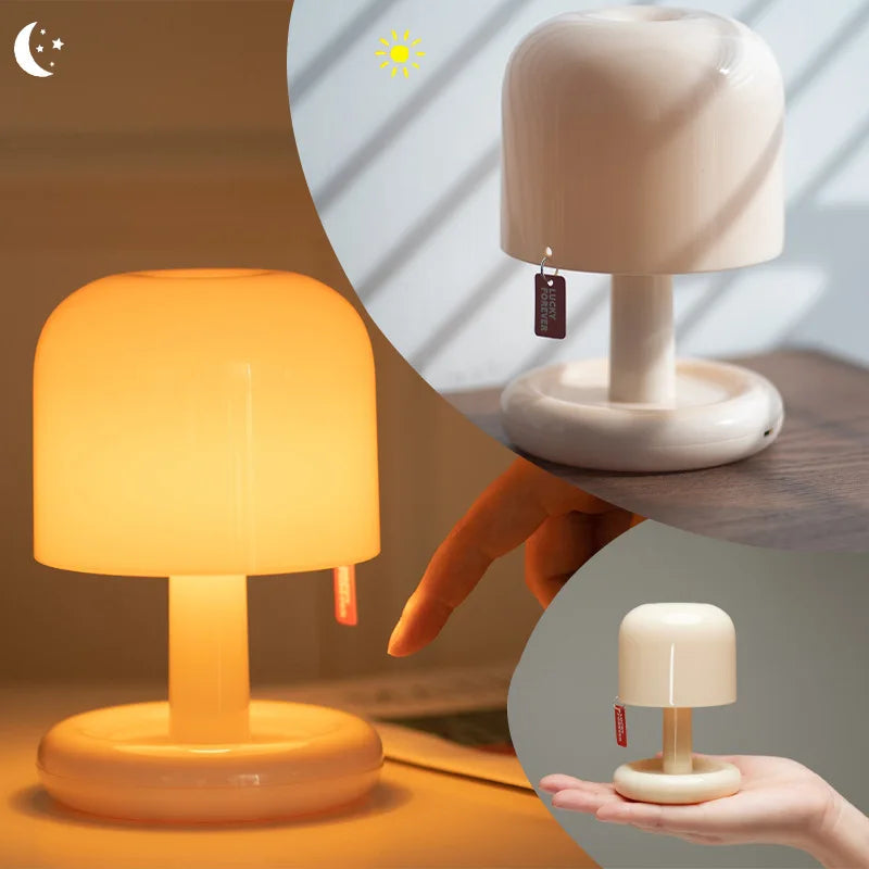 Mini Desktop Sunset Night Lamp Creative USB Rechargeable Mushroom Style Led Night Light for Coffee Bar Home Decor Bedroom Quake