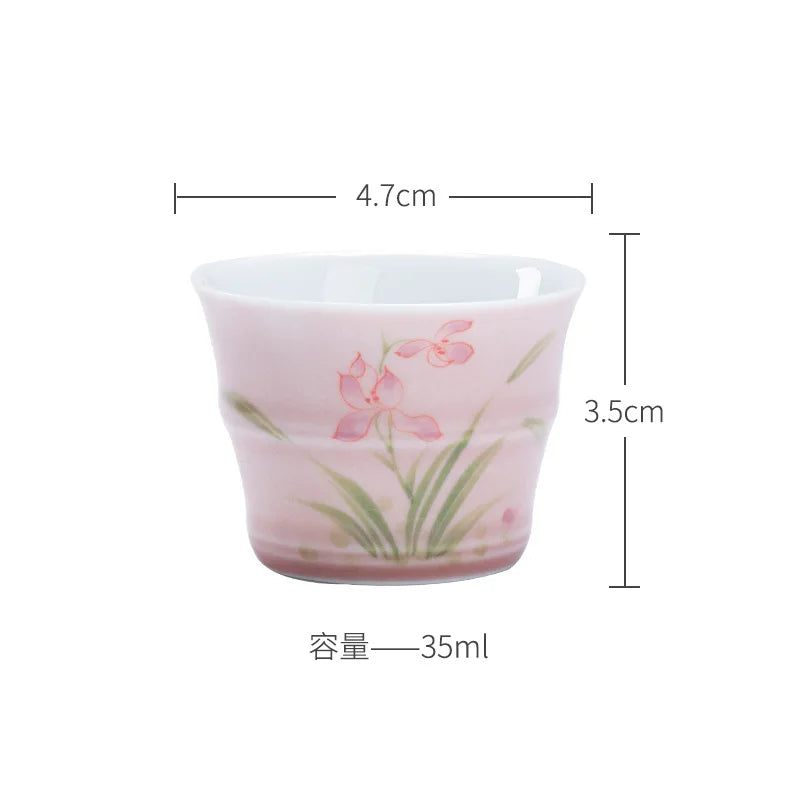 Hand-painted Orchid Kung Fu Tea Cup Ceramic Bamboo-shaped Tea Cup Thin-walled Tea Cup Чайная чашка Quake Tea Tasting Cup