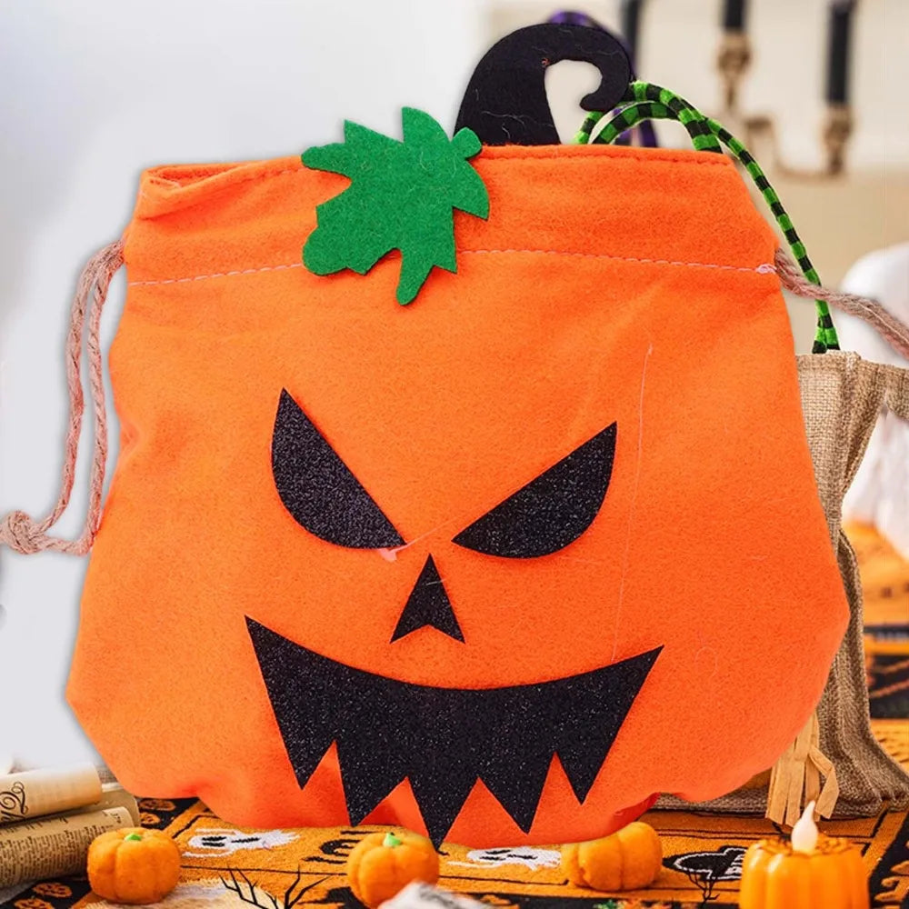 Halloween Pumpkin Ghost Face Tote Bags Children's Candy Gift Bag Large Drawstring Bag Storage Pouch Halloween Party Decoration Quake