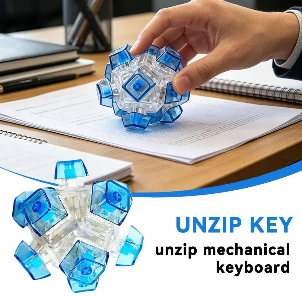 PC Transparent Mechanical Keyboard Switch Tester Fidget Toy Stress Relief Decompression Keychain Clicker for Office Gift EDC Quake
