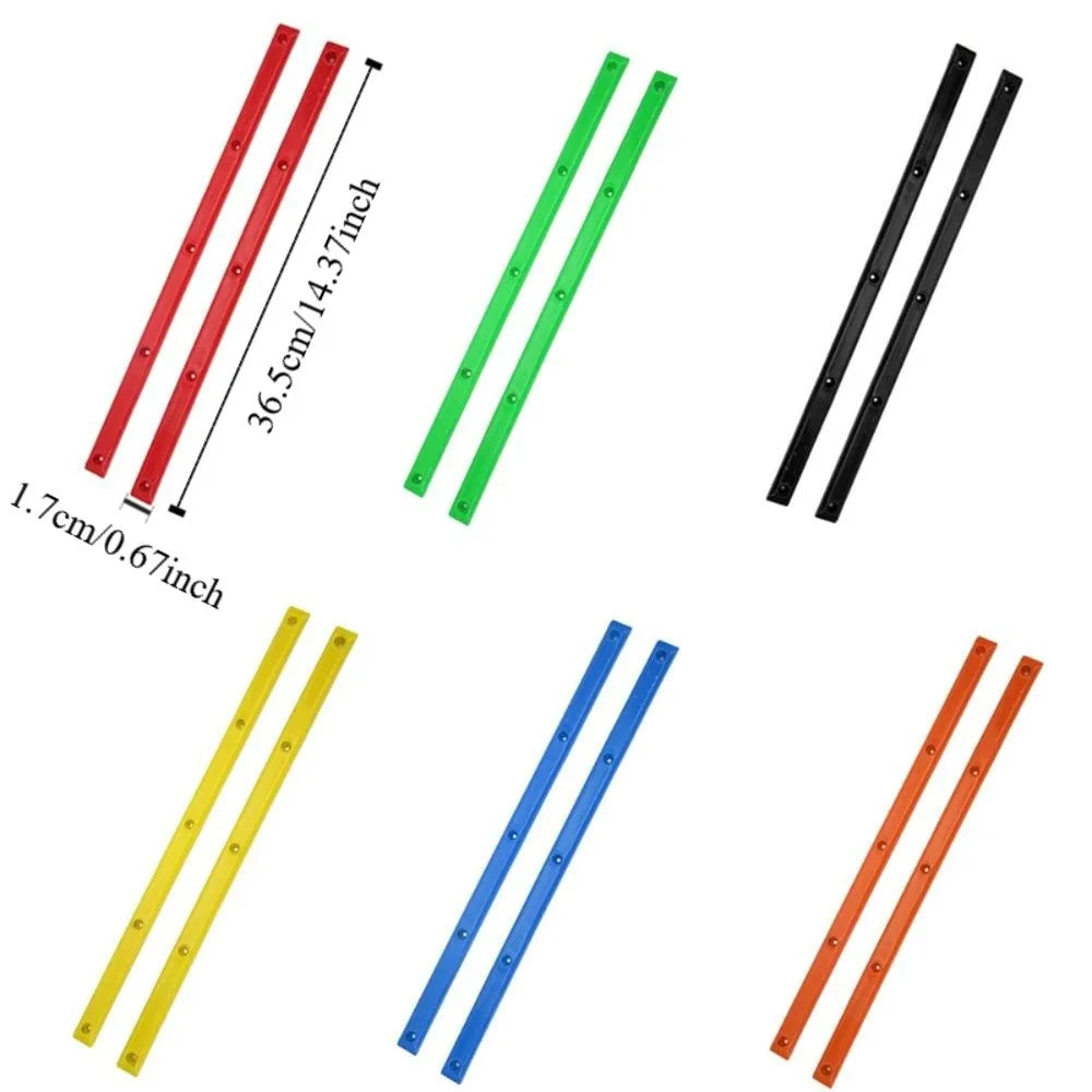 2Pcs Durable ABS Rib Bones Rails Colorful 36.5x1.7cm Skateboard Rail Guards Board Rails Skateboards Decks Quake