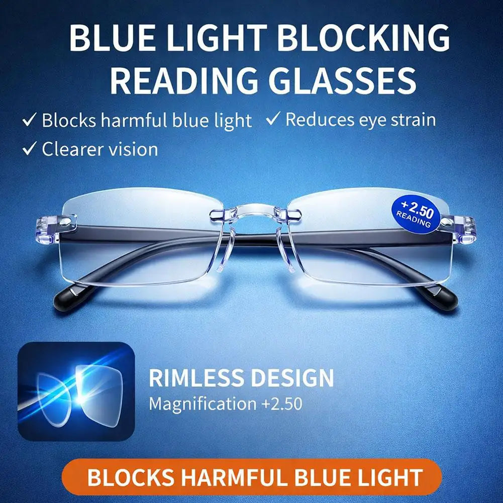 Ultra-Light Rimless Reading Glasses for Men & Women - HD Presbyopic Readers Quake