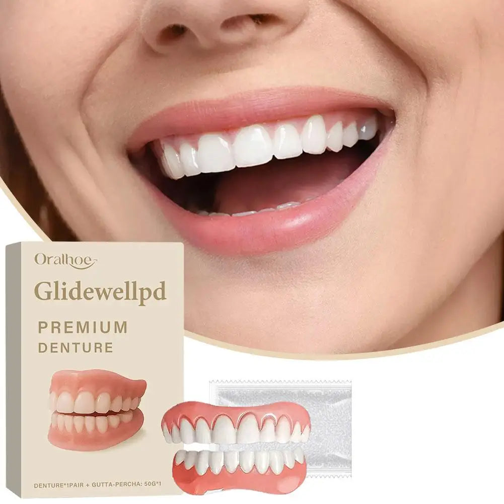 Reusable Denture Set for Aesthetic Smile Enhancement Soft Comfortable Food Grade Silicone Teeth Cover Easy Clean Long Term Use Quake