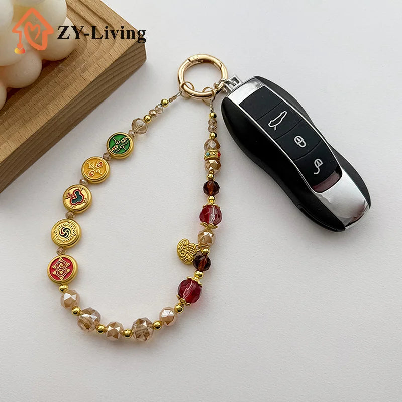 1PCS Chinese Style Mobile Phone Chain Universal Mobile Phone Lanyard Fashion Mobile Phone Anti Loss Short Wrist Strap Gifts Quake