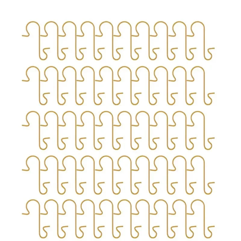 200/50PCS Christmas Ornament Metal Hook Xmas Tree Balls Pendant Hanging S-Shaped Hooks Xmas New Year Party Home Decor Supplies Quake Gold 50PCS