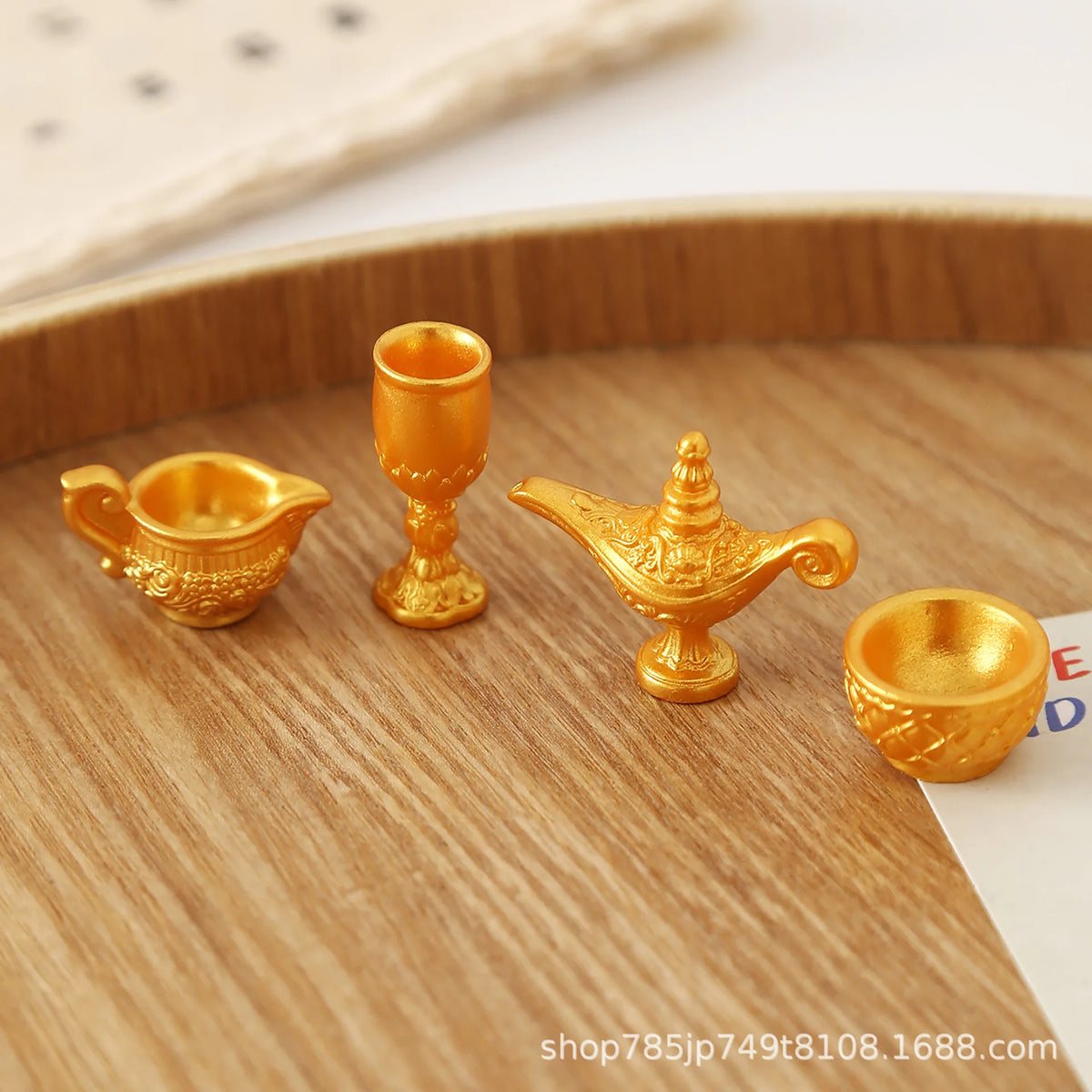 20Pcs Simulation Wine Glass Lamp Gold Resin Cabochon Miniature Figurines Fairy Garden Crafts DIY Dollhouse Desk Decor Accessory Quake
