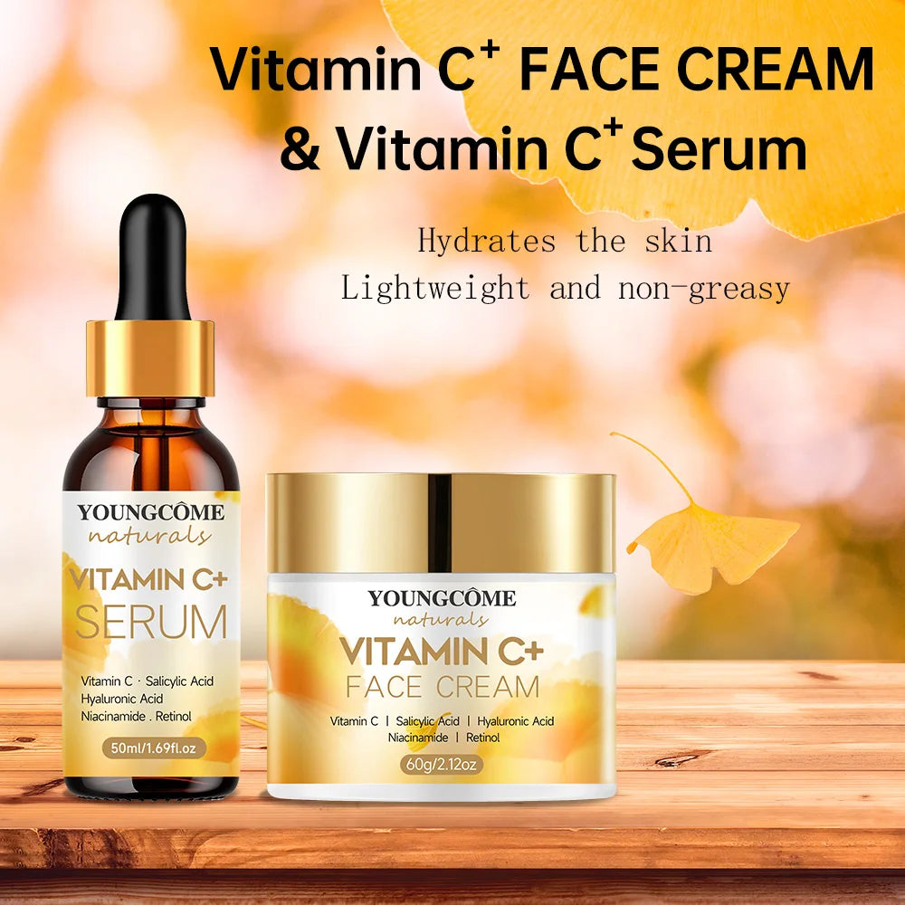 1set Vitamin C Skin care Set Face Anti Aging Firming Lifting Fade Fine Lines Whitening the moisturizing face cream Shrink Pores Quake