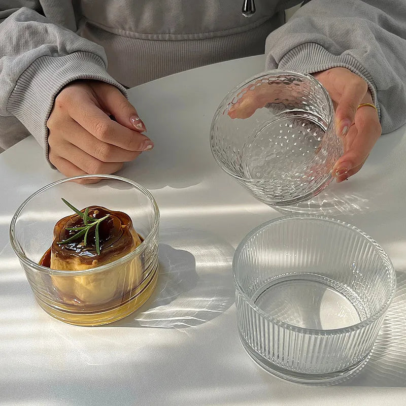 YWDL 4pcs Clear Glass Mini Bowls Set Kitchen Desserts Bowl Home Dips Sauces Pudding Fruit Charcuterie Boards Bowls For Meal Prep Quake