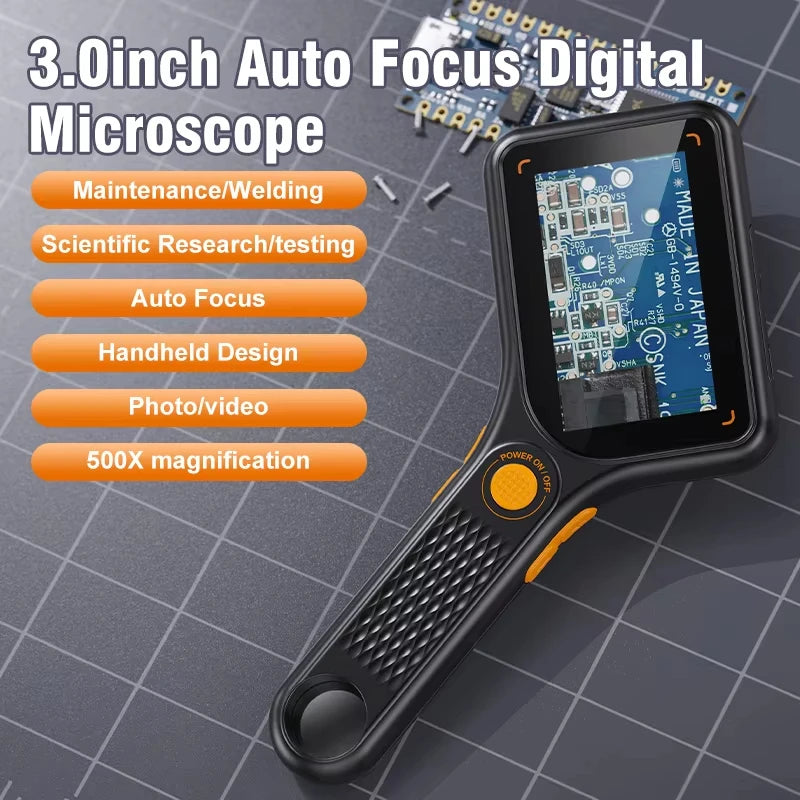 Digital Microscope Handheld 3.0 inch IPS Color Screen Autofocus 2MP Coin Video Microscopes 500x Magnification Quake Default Title