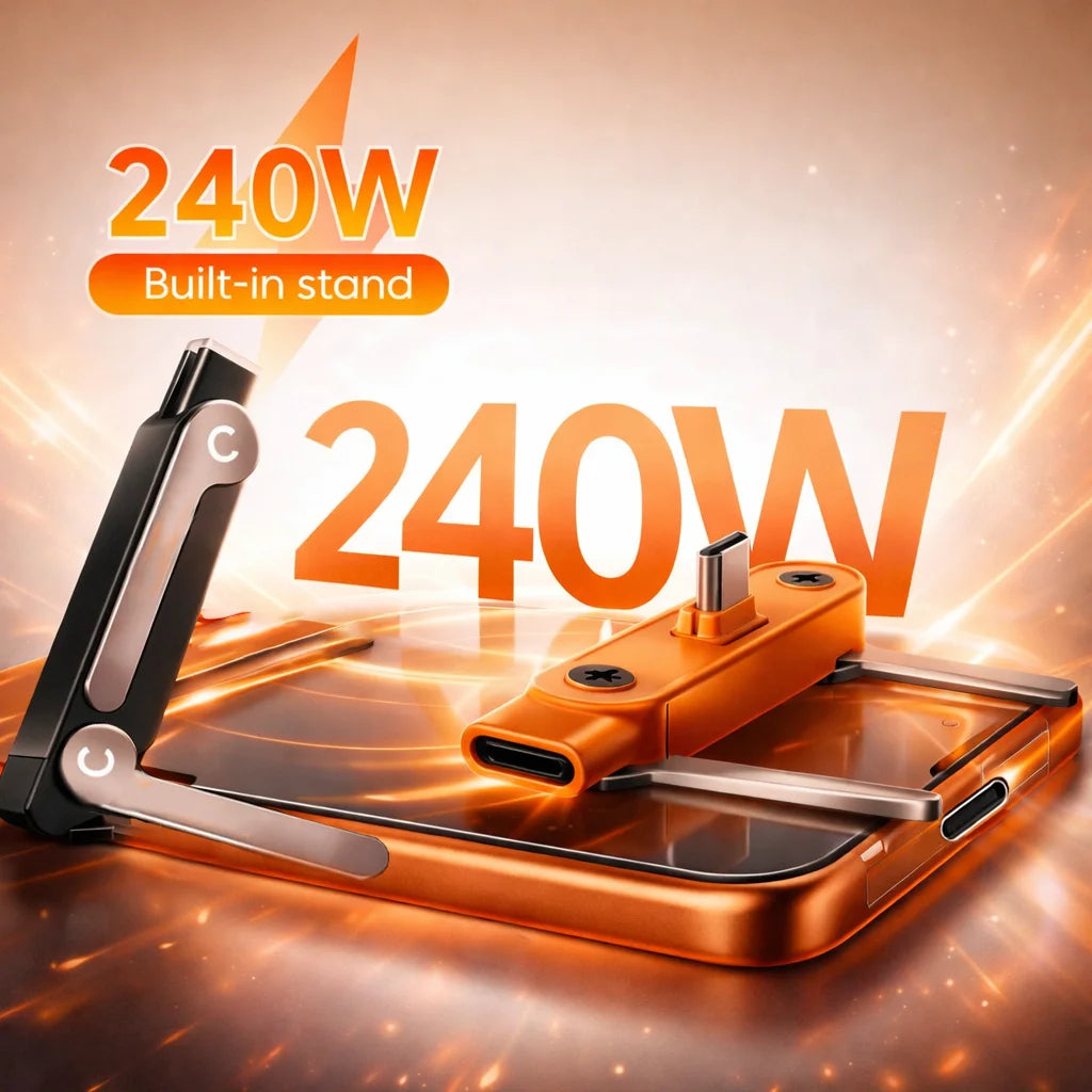 2 In 1 USB C To Type C Bracket Adapter 5A 240W Fast Charging Data Holder Converter Type C To C For Samsung Huawei iphone 15-17 Quake