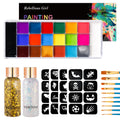 20 Colors Face Body Oil Paint Makeup Set Pigment Non Toxic Kids Flash Tattoo Painting with Brush Art Halloween Cosplay Party Quake 5 pcs A