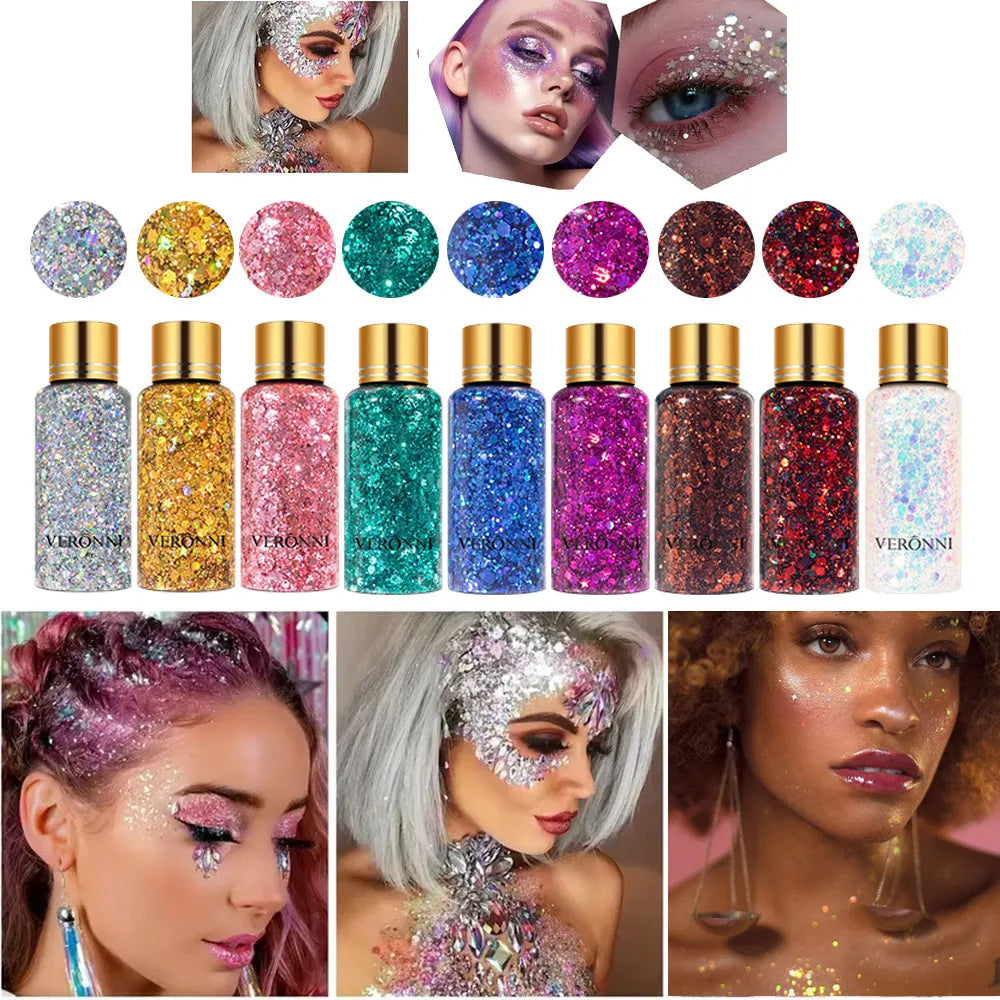 Mermaid Sequin Body Glitter Gel - Long-Lasting Shine for Carnival,Parties, Festival and Stage Performance-Great for Girls Makeup Quake