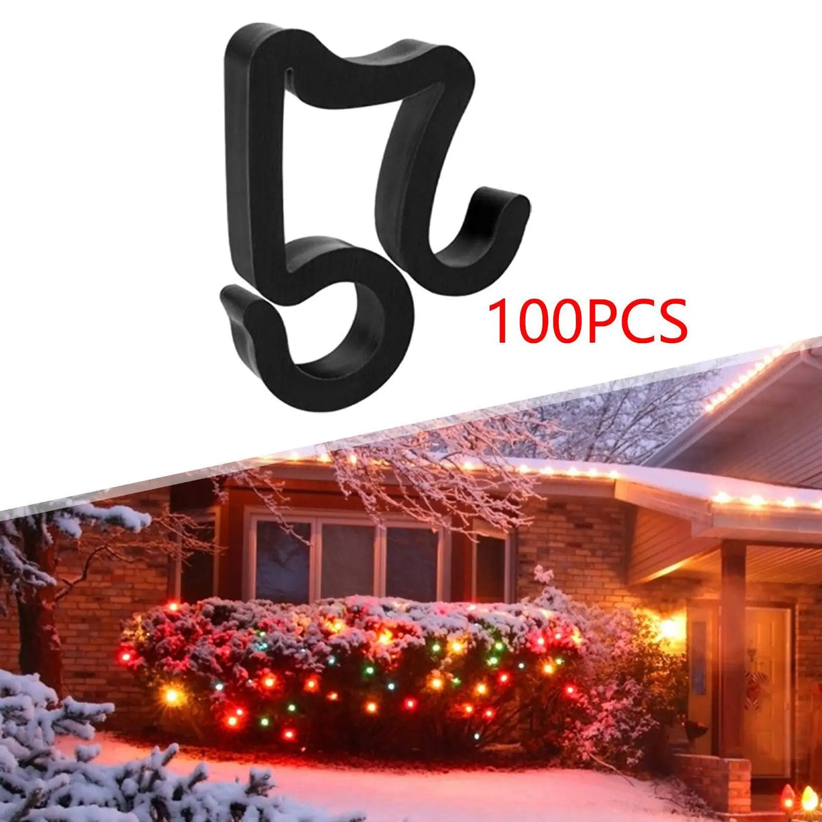 100x Christmas Light Clips Waterproof Easy to Install Outdoor Light Clips Party Supplies Holiday Decoration Gutter Hooks Quake
