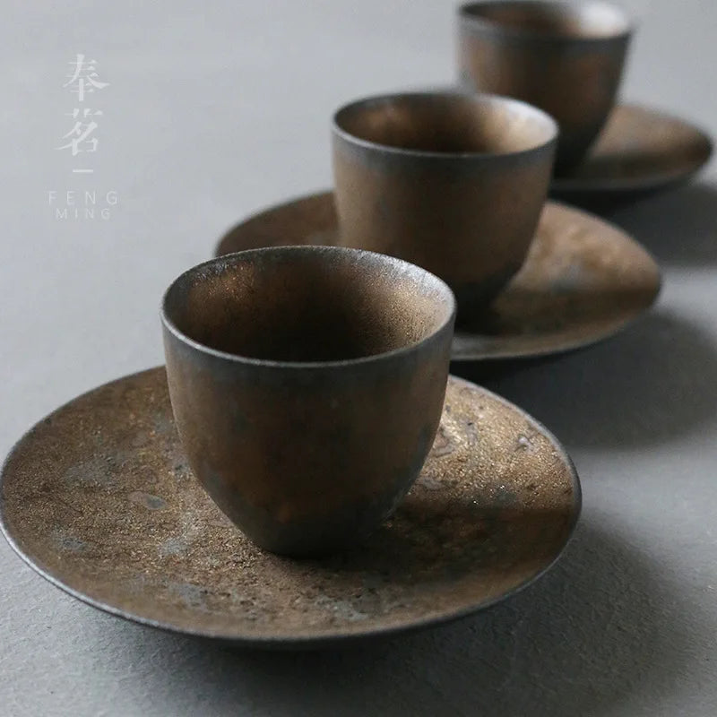 Ceramic coasters - japanese style heat-resistant non-slip mats - tea coasters - cup holders - kung fu tea ceremony accessories Quake