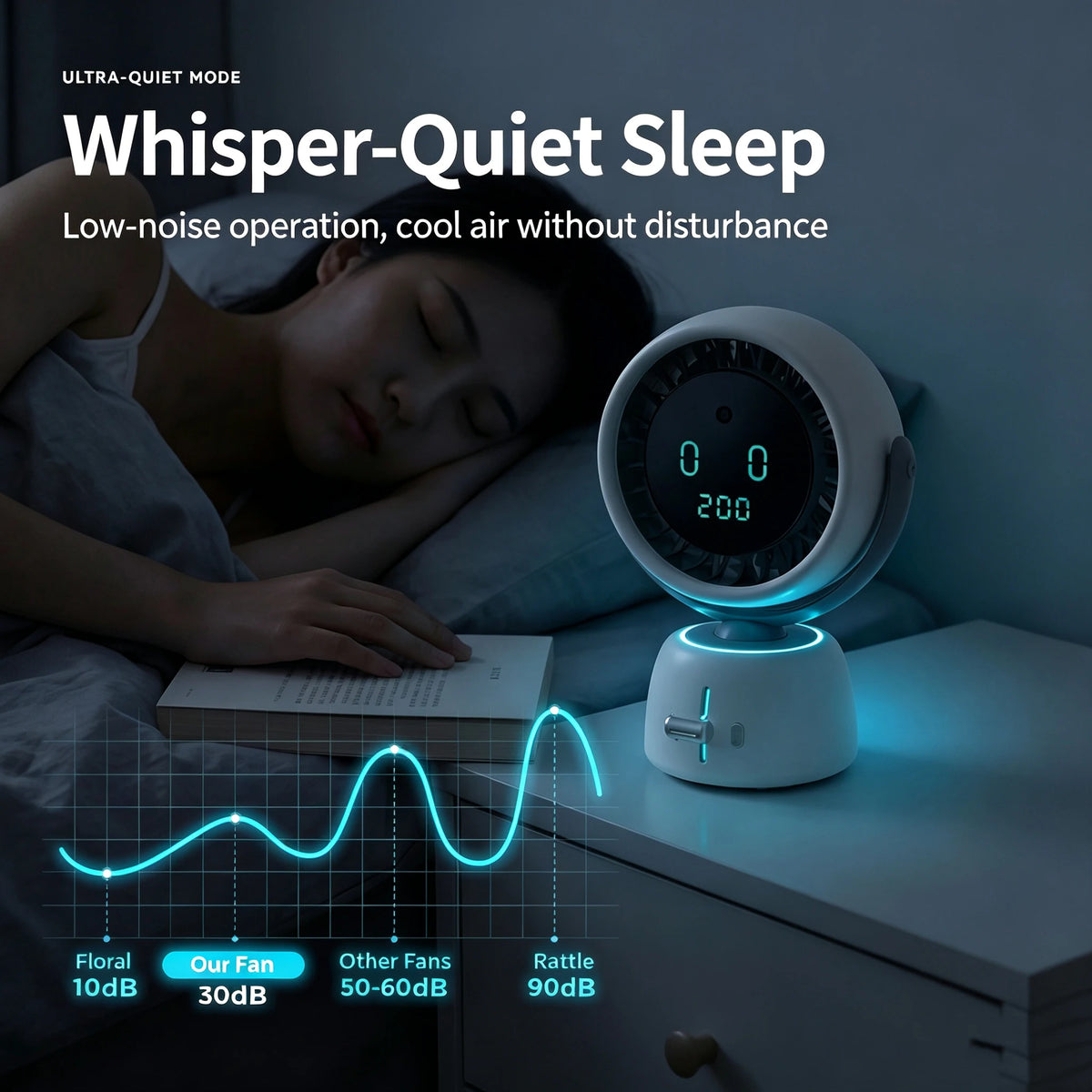 AI Face Tracking Mini Fan Smart Digital Display Portable Personal Cooling Fan for Outdoor Travel Quake