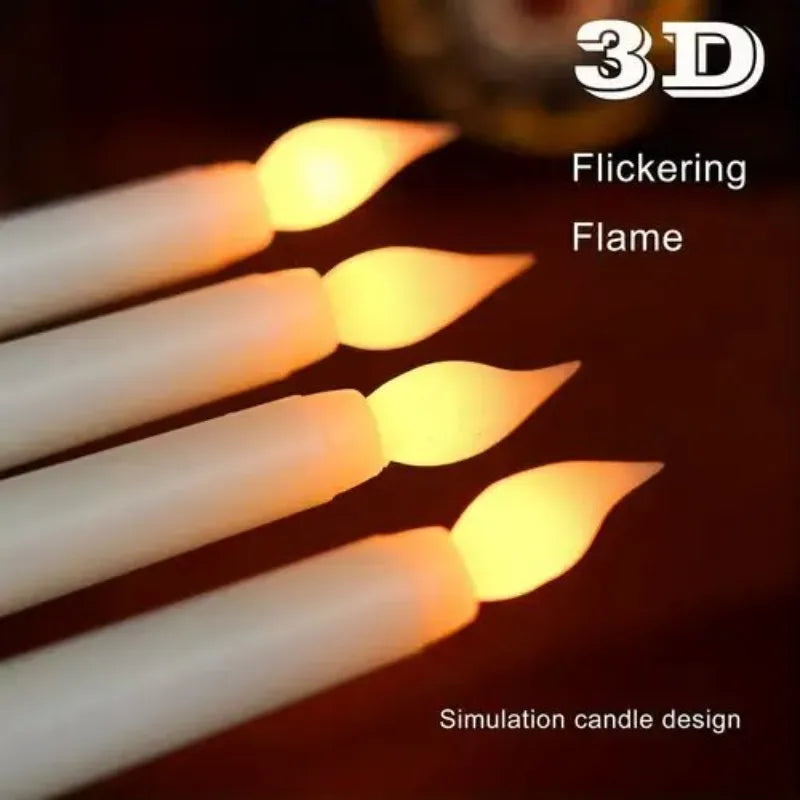 8/1PCS Long LED Candles Flameless Battery Powered Pointed Candle Light Flickering Candle Light for Home Event Christmas Decor Quake