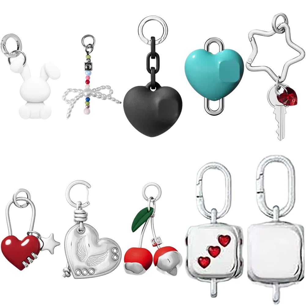 Heart Rabbit Flower Key Ring Pendants Phone Charm Accessories for Galaxy for IPhone 12 13 14 15 16 17 18 Pro Max Case Quake