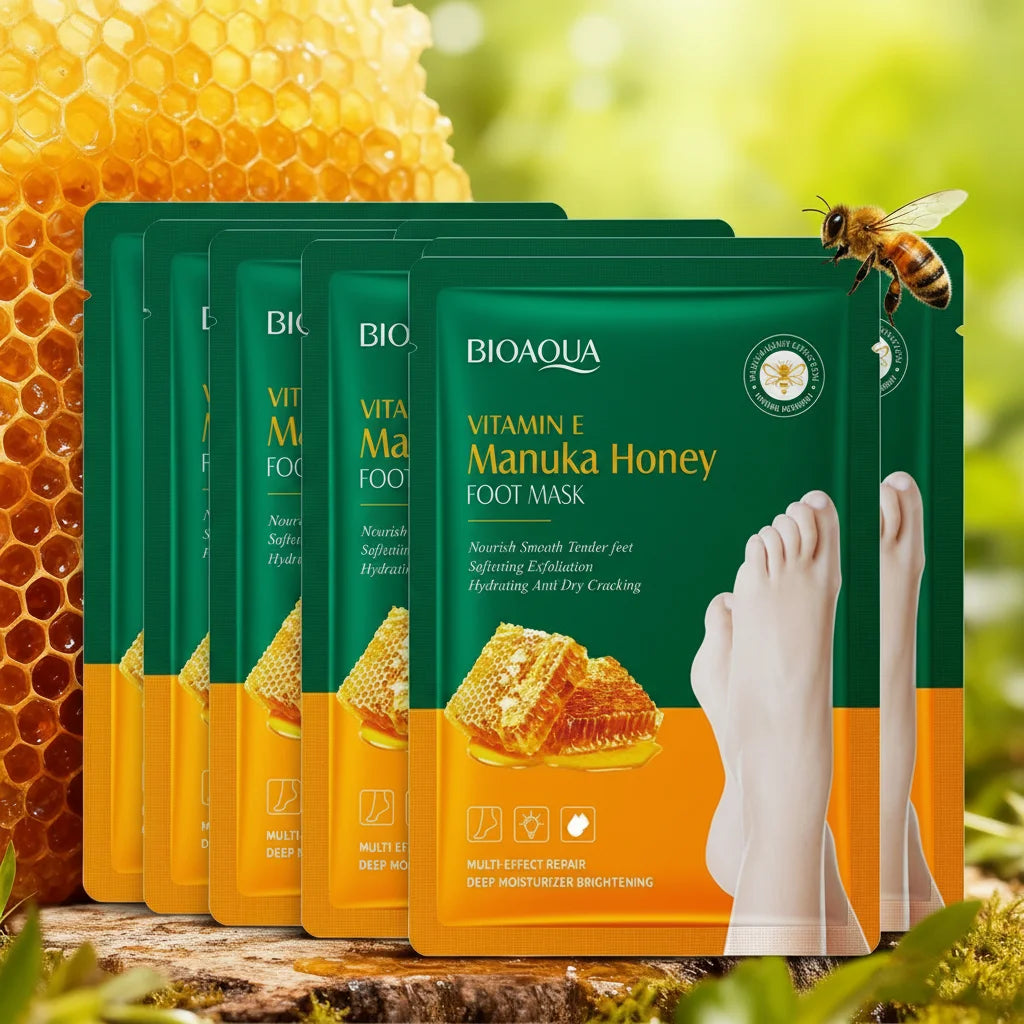 Vitamin E Foot Mask Manuka Honey Nourishing Long-lasting Moisturizing Hydrating Exfoliating Remove Dead Skin Foot Skin Care Quake