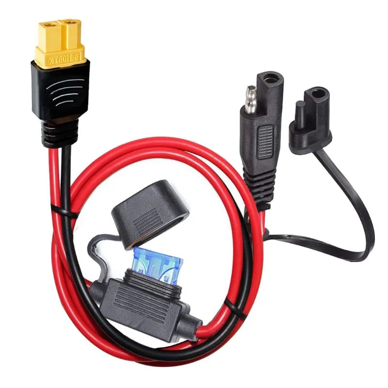 SAE to EC5/XT60/90 10AWG Heavy Gauge With 15A Fuse Holder Over‑Current Protection for Vehicle Solar Battery Charger DIY Wiring Quake type2 XT60-Female 12AWG 0.5M
