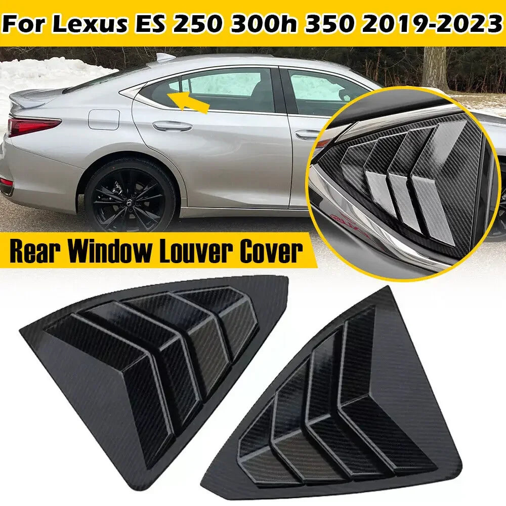 For Lexus ES250 ES350 ES300h 2019-2023 Car Rear Louver Window Side Shutter Cover Trim Sticker Vent Scoop ABS Carbon Fiber Auto Quake