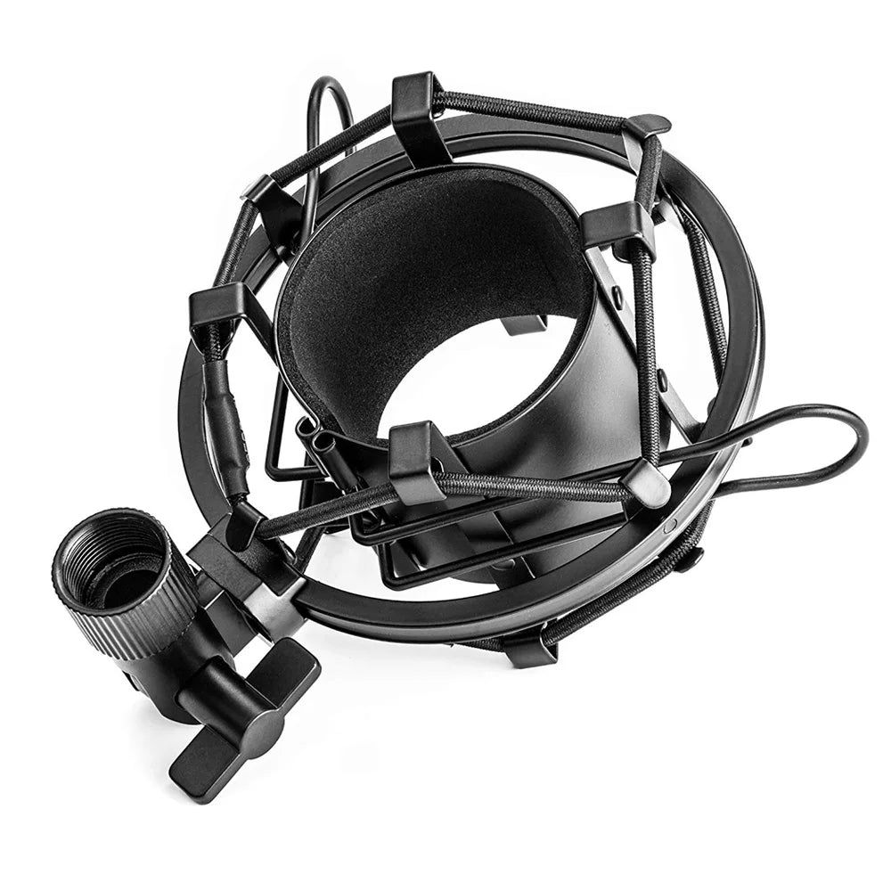 Universal Microphone Shock Mount Anti Vibration Isolation Clip Holder for 42.4mm Condenser Mic Quake black
