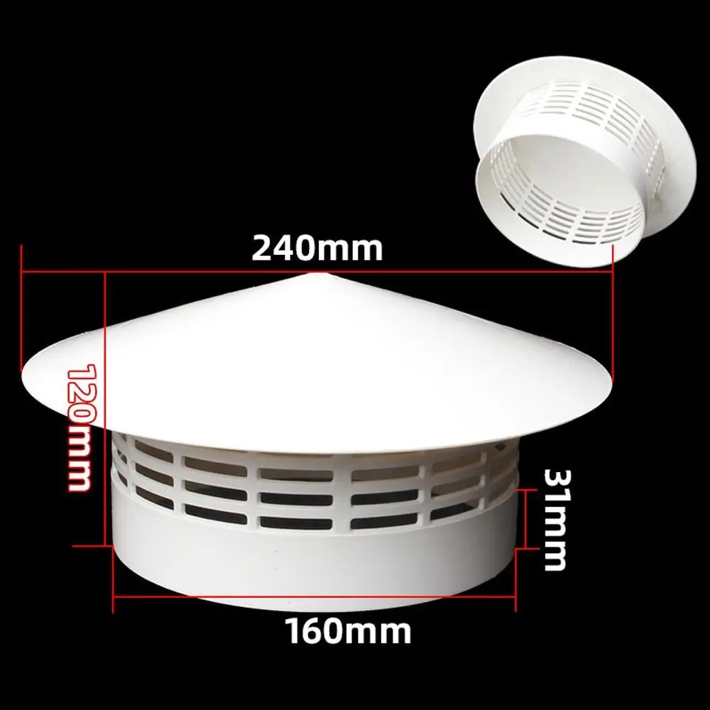 Durable 75-200mm Ventilated Rain Cap Exterior Wall Exhaust Hood Air Outlet PVC Roof Duct Vent Ventilation System Quake 160mm