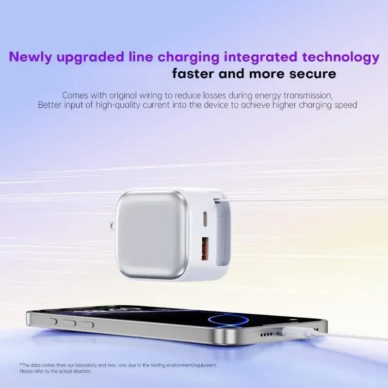 35W Double USB Charges Technology Build In Retractable Cable Small Power Adapters for Phones Tablets Computers K1KF Quake