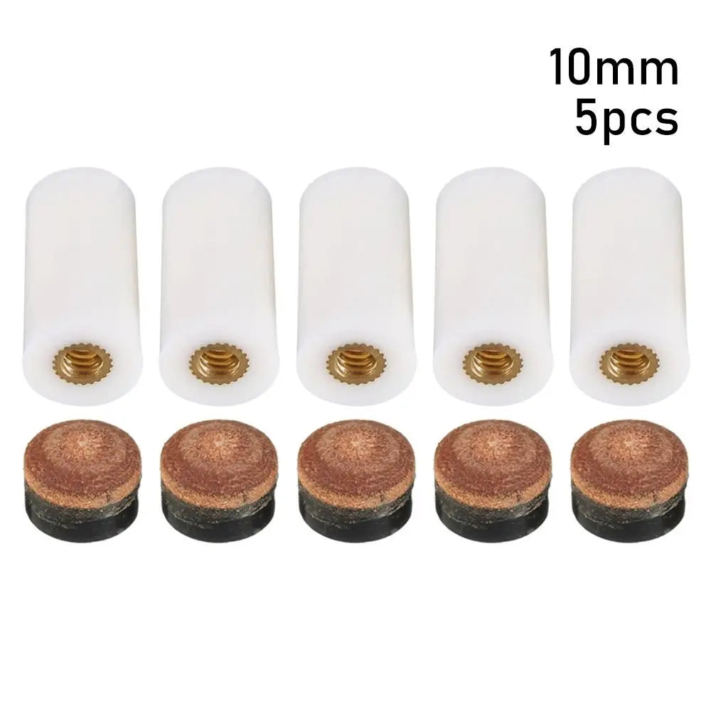 5Pcs/Pack 10/11/12/13mm Billiard Replacement Set Pool Cue Tips Pool Billiard Cue Stick Ferrules Screw-On Tips for Snooker Quake 10mm