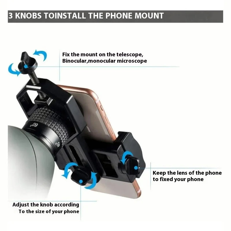 Universal Cell Phone Adapter Mount Telescope Phone Mount for Binocular Monocular Spotting Scope Telescope Quake