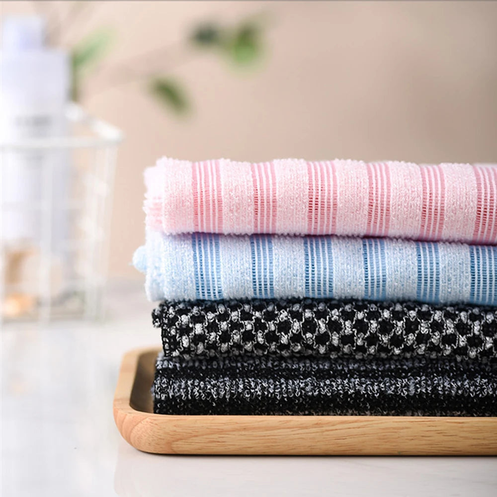 Long Nylon Exfoliating Bath Towel Multi-color Body Scrub Wash Cloth Quick Dry Back Shower Towel for Deep Skin Cleaning Dead Skin Quake