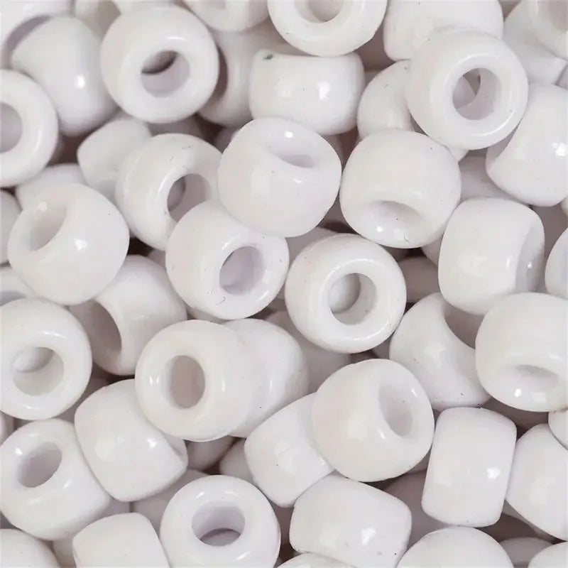 100pcs Colorful Hair Braiding Beads Acrylic Big Hole Beads Pony Hair Beads Jewelry Making Bracelet Necklace Styling Accessories Quake 19