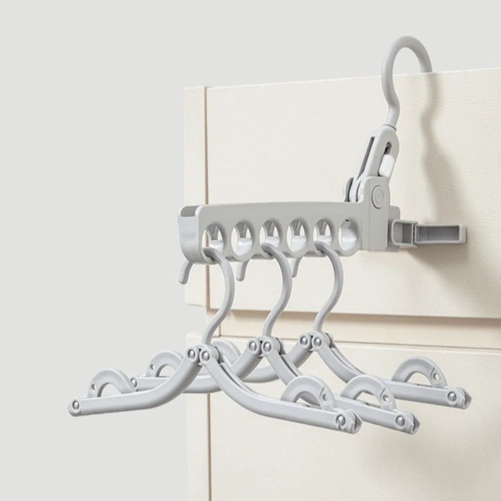 New 6 Hole Clothes Hanger Foldable Plastic Clothing Organizer Lightweight Space Saving Jacket Drying Rack for Outdoor Travel Quake