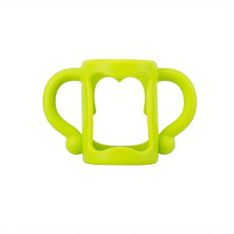 vvocci Silicone Bottle Handle For Narrow Baby Bottles, Easy Grip Handle, Can Accommodate Most Bottles - BPA-free Soft Silicone Quake B212 Green