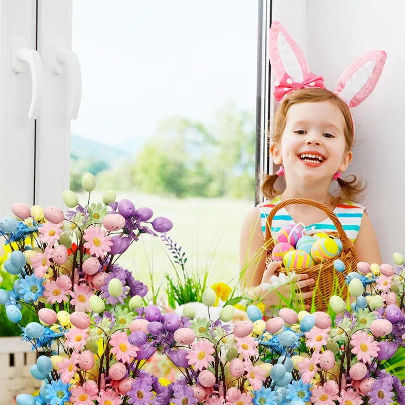 10/1PCS Little Daisy Easter Egg Branches Artificial Egg Flower Branch DIY Flower Arrangements Easter Desktop Party Home Decor Quake