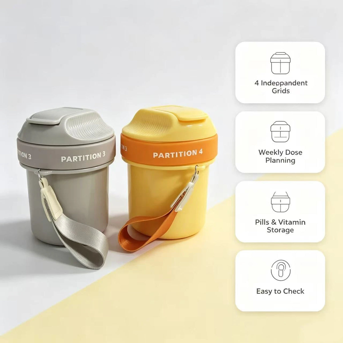 Plastic 4 Grids Pill Box Sealed Moisture Proof Mini Pill Storage Box Dust-proof Waterproof Rotatable Pill Dispenser Daily Quake