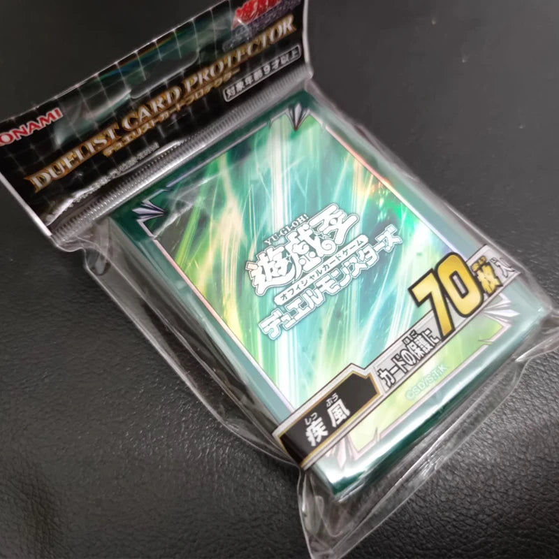 Hot 70pcs Official Yugioh Duel Monsters Card Sleeves Blue Silver Whirlwind Design 63x90mm Anime Premium Gift for Fans Collectors Quake