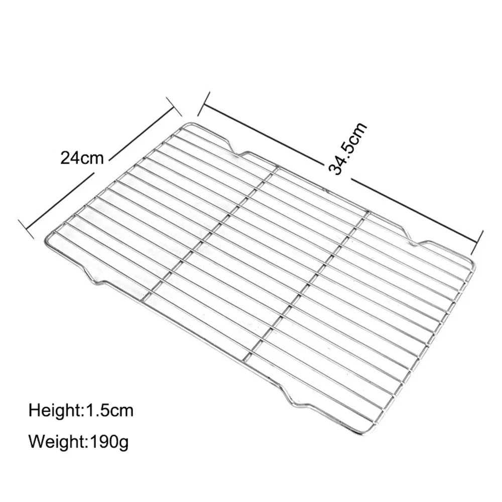 New Stainless Steel Cooling Rack Non-stick Silver Baking Tray BBQ Tray Quake 34.5x24cm