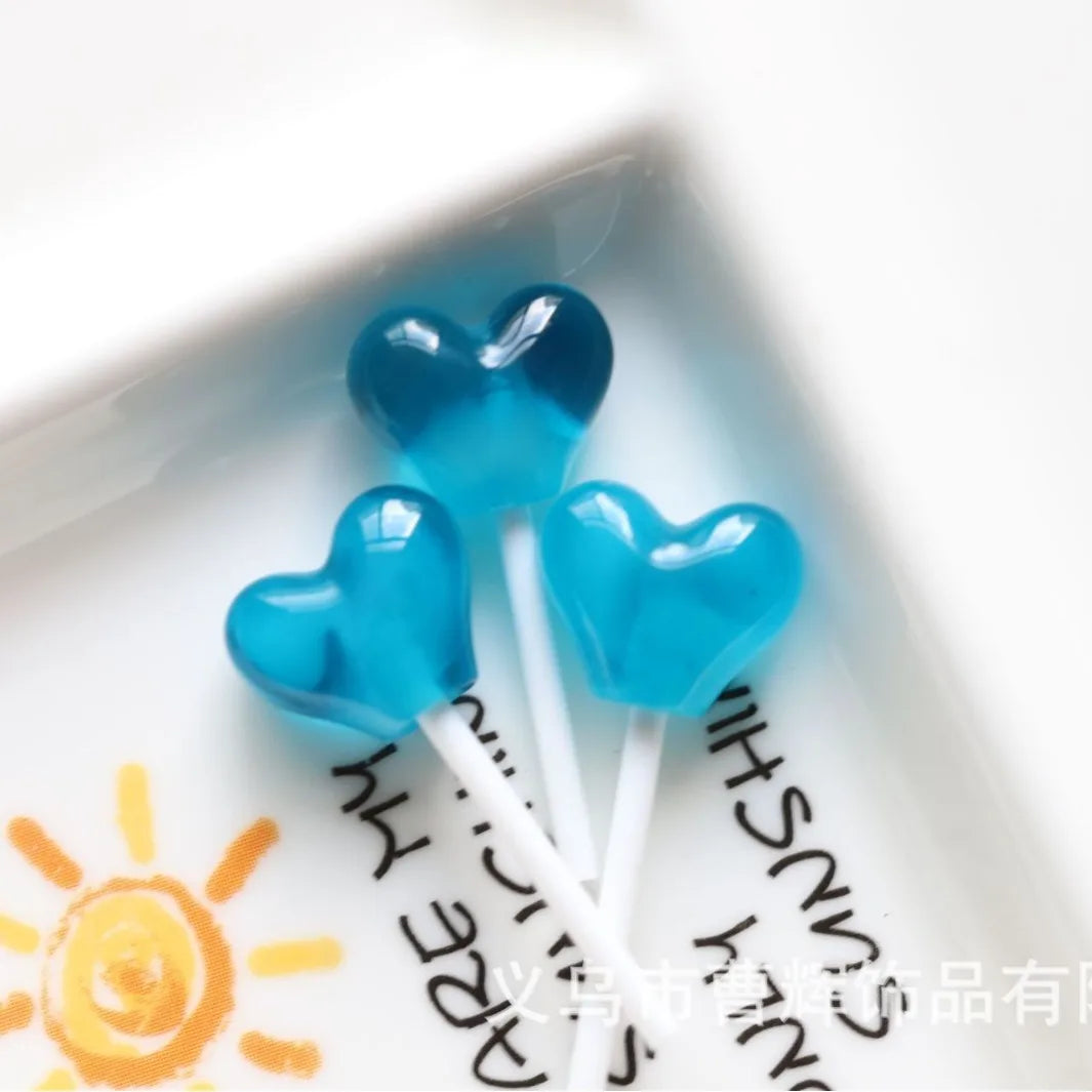 20Pcs Colorful Simulation Heart Lollipop Resin Charms for Jewelry Making Accessories DIY Pendants Earrings Keychain Decoration Quake
