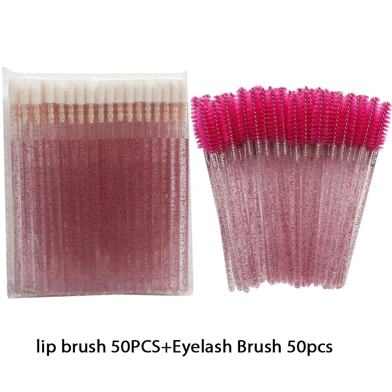 vvocci 100PCS Disposable Eyelash Extension Applicator Wands & Mascara Brushes - Wholesale Makeup Tools for Eyelashes & Eyebrows Quake M493 100pcs rosd red Plastic