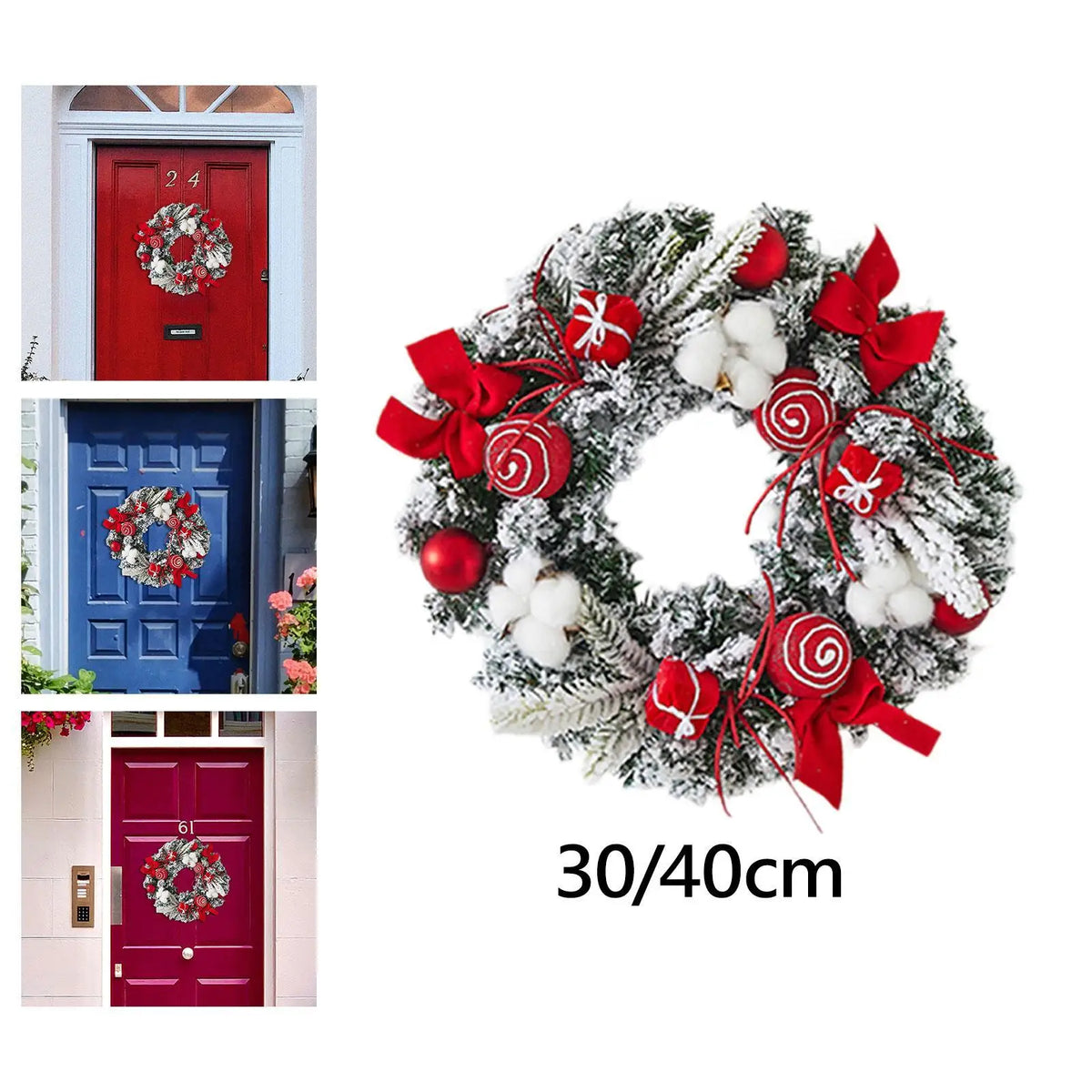 Christmas Wreath Decorations Backdrop Christmas Tree Hanging Porch Holiday Outside Indoors Office Party Christmas Door Wreaths Quake