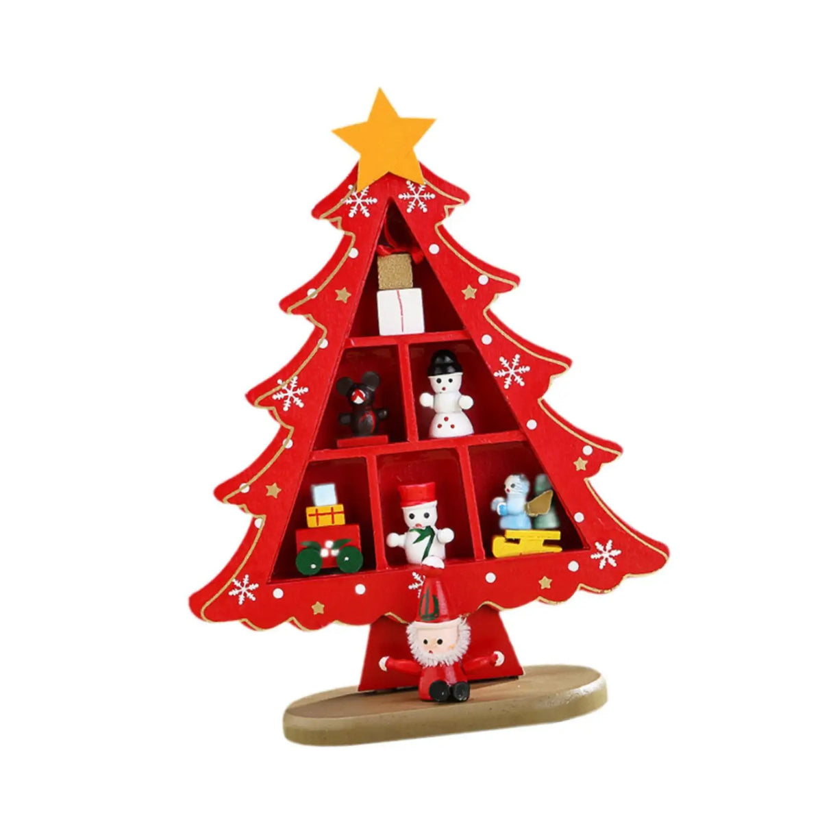 Wooden Christmas Tree Desktop Decor Craft Sturdy Table Centerpiece Convenient Mini Christmas Tree Decoration for Xmas Party Home Quake