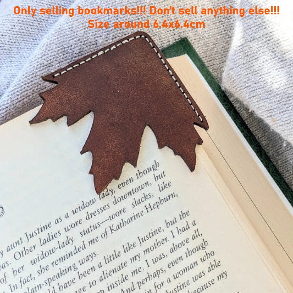 Creative Leaf Shaped Leather Bookmark Retro Maple Page Holder Book Marker for Study Reading Accessories Quake A