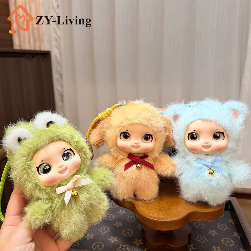 1Pcs Cute Family Series Animals Vinyl Face Plush Forest Doll Pendant Backpack Decoration Gifts Quake