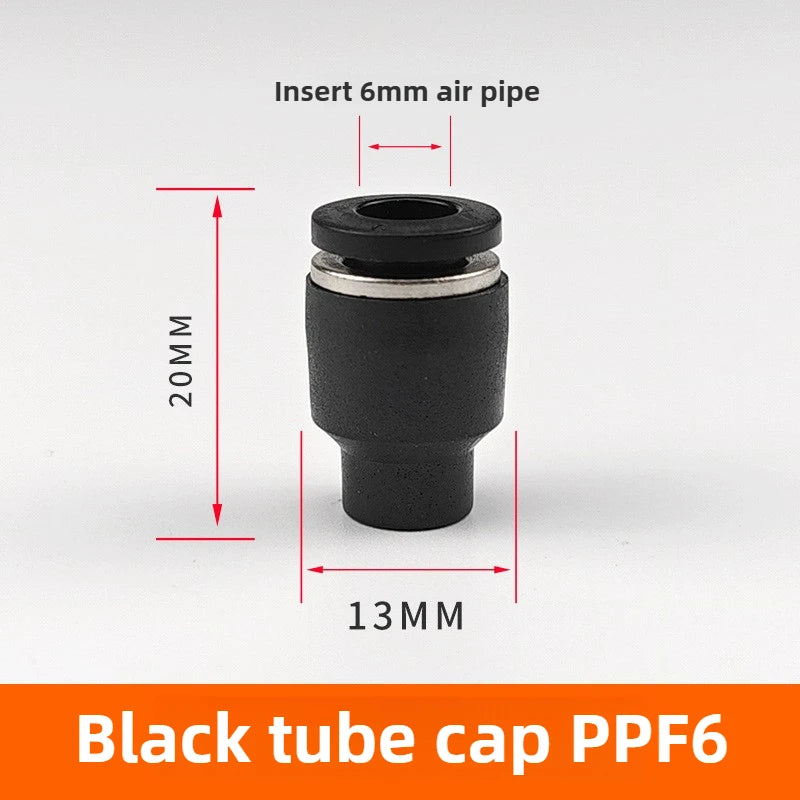 3/5PCS PPF Pneumatic Joints PPF Pipe Caps, Straight-through, Quick Plug Air Hoses, Caps, Pipe Plugs,4/6/8/10/12/14/16 Pipe Plugs Quake PPF-06(Black) 5pcs