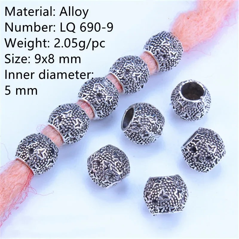 5pcs Hair Dreadlock Jewelry Hair Little Braids Decoration Beaded Bead Wig Headdress Hair Accessories Styling Tool Braiders Stuff Quake LQ690-9