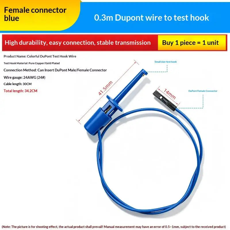 1Pcs Electrical Test Hooks With Male Female Connector Wire Transistor Tester Probe Clip For Multimeter Instrumentation Quake L