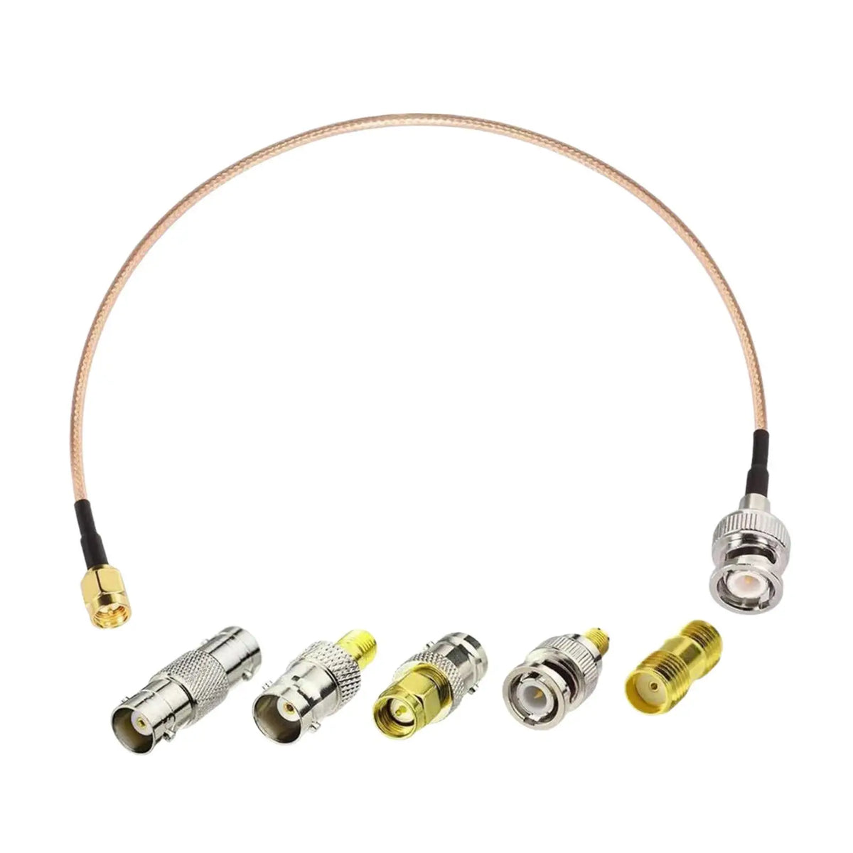 SMA Male to BNC Male Cable Kit Gold Silver Metal RF Coax Extension Connector for LAN External Antenna Quake