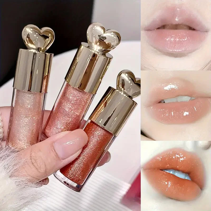 Moisturizing Glitter Lip Balm-Glossy Effect,Shimmering Lipstick with Heart Shaped Cap, Nourishing for All Skin Types Lip Makeup Quake