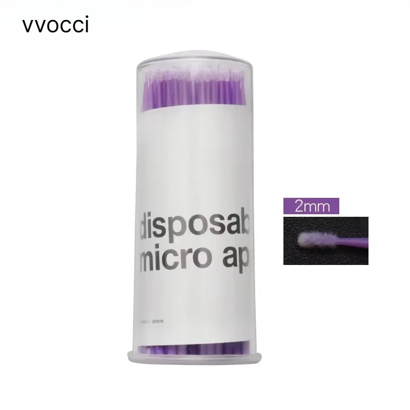 vvocci 100pcs Disposable Mini Makeup Applicator Brushes – Barrel Eyelash Extension & Mascara Brushes, Single-Use Cosmetic Tools Quake